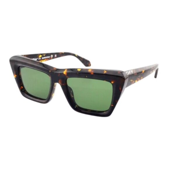 NEW OFF-WHITE SUNGLASSES OERI13L OFF-WHITE HAMPTON 6055 HAVANA/GREEN - Picture 1 of 3